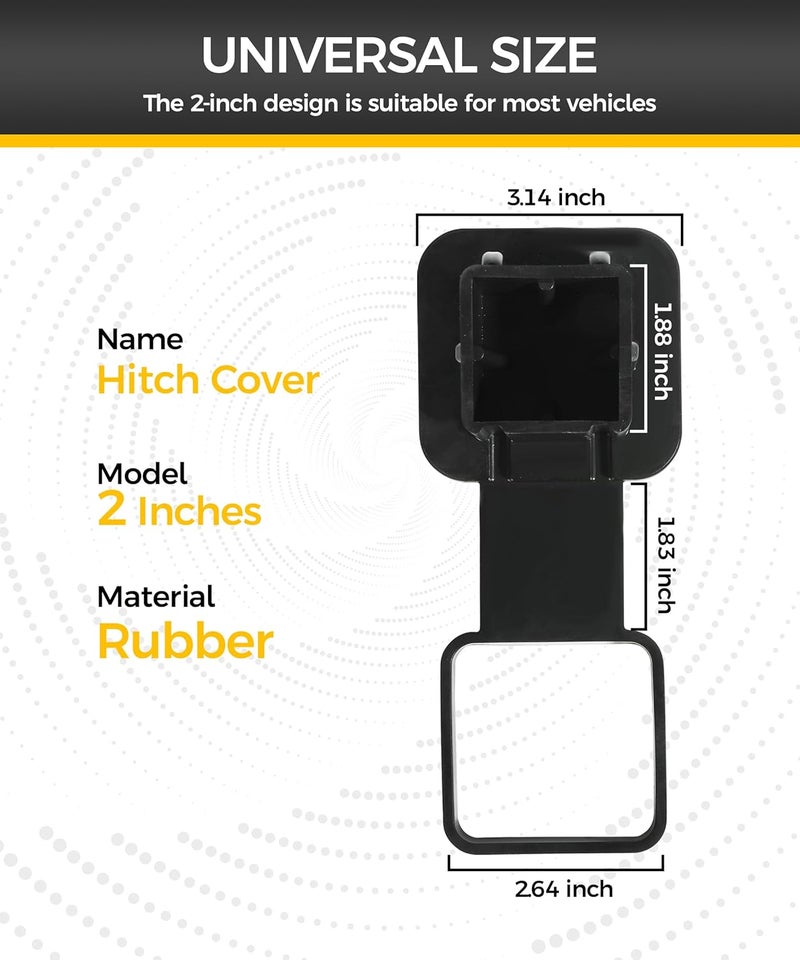 UBOG Hitch Cover,Car Accessories Trailer Hitch Covers,Tow Hitch Covers,2 Inch Receiver Hitch Cover,Rubber Heavy Duty Trailer Hitch Tube Cover Plug,Suitable for Most Cars Trucks ATV (Black with Buckle) - Image 2